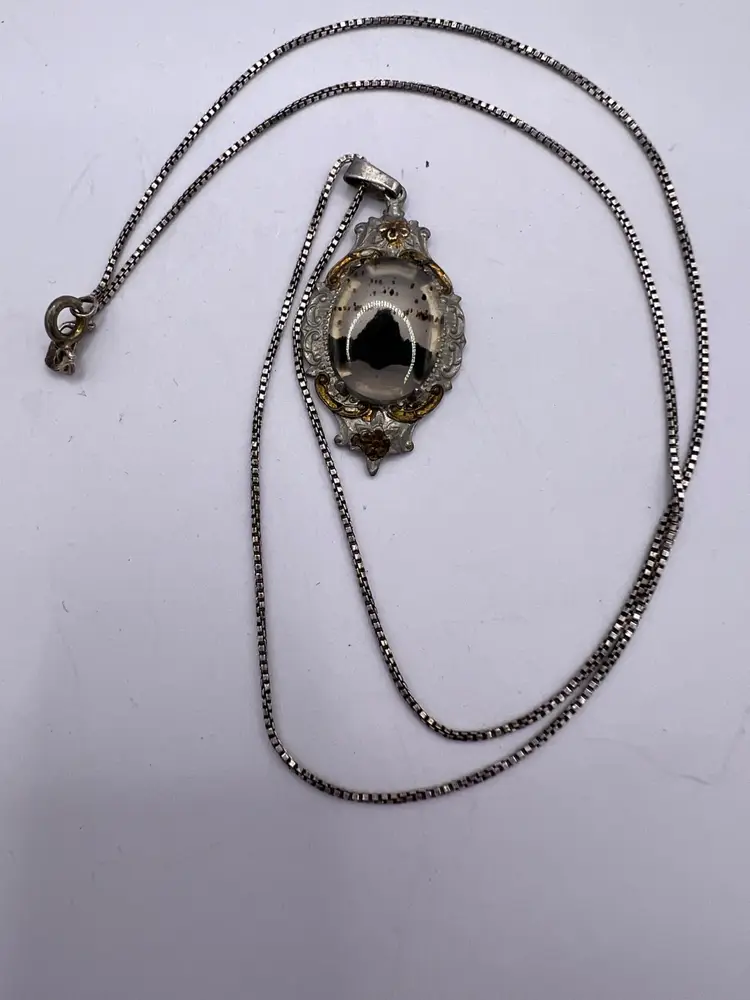 Rare Victorian Montana Agate Gold Over Sterling Necklace White Co