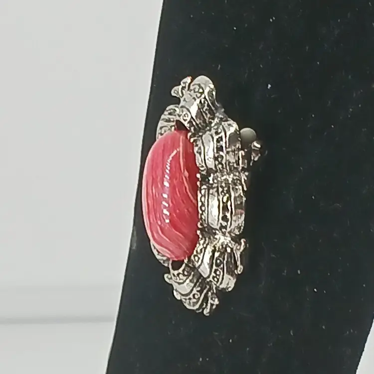 Two Argentina Rhodochrosite gemstone Brooches