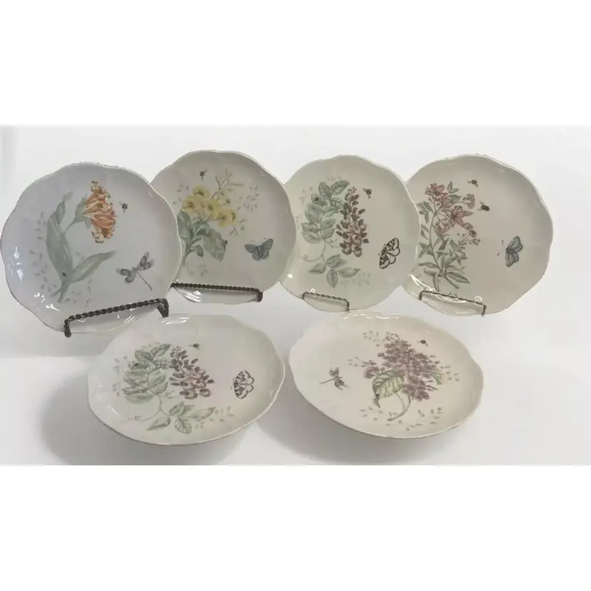 Lenox Butterfly Meadow Luncheon/Salad Plates 9” Set of Six (6) Variety