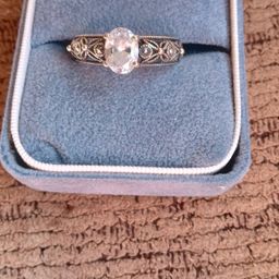 #03 sterling silver ring  filigree ring size 7 with faux stones