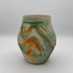 Green & orange Nemadji vase