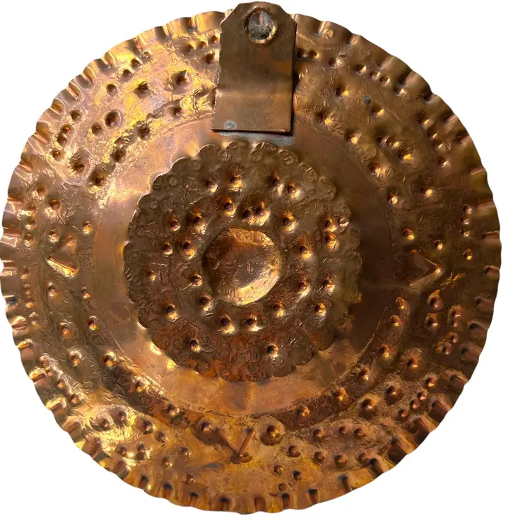 025 Hammered Copper Sun Calendar Aztec Mayan Mexican 6.75"
