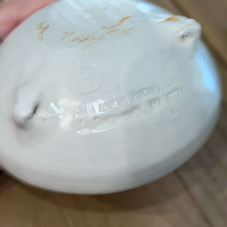 Vintage Salt Marsh Pottery Hanging Fish Bowl 4.5”
