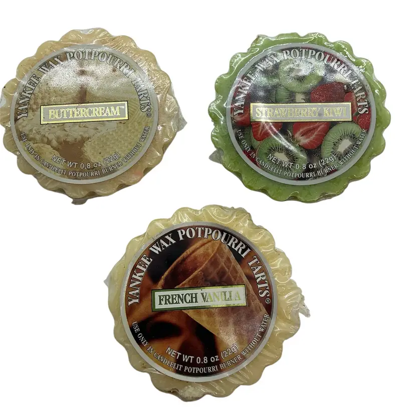 Lot Of 3 Vintage Yankee Candle Wax Potpourri Tarts: Buttercream, Strawberry Kiwi