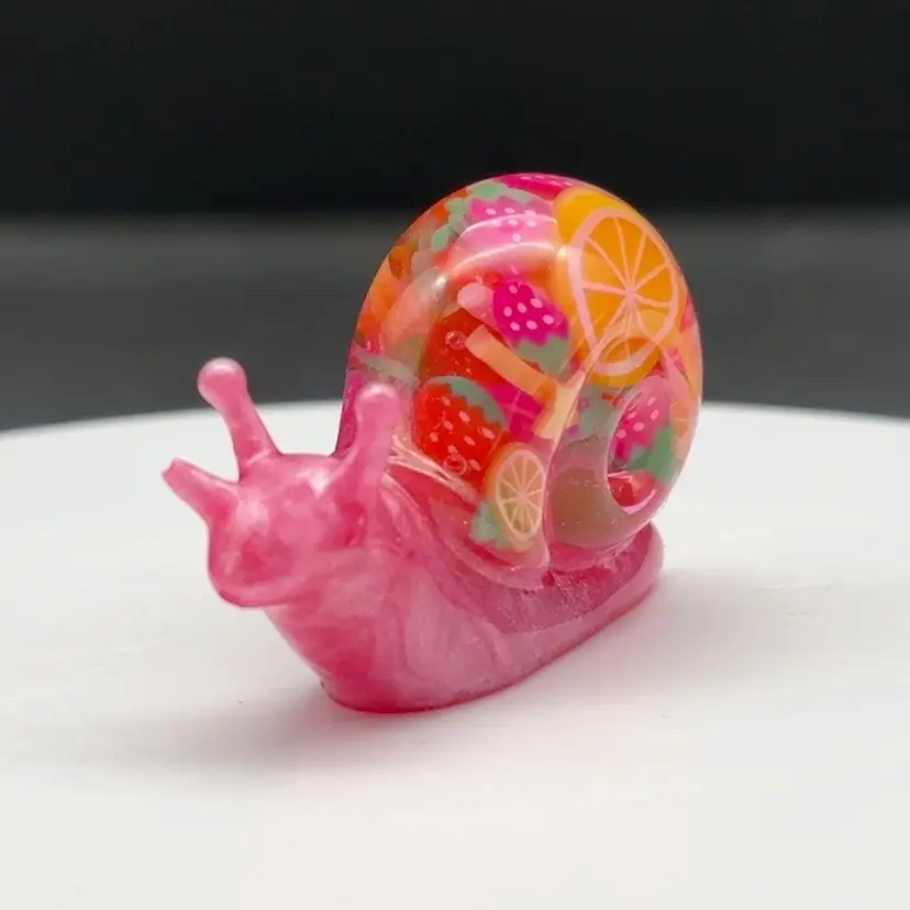Strawberry Lemonade Snail 1.5" - Pink Body - Made by Me!