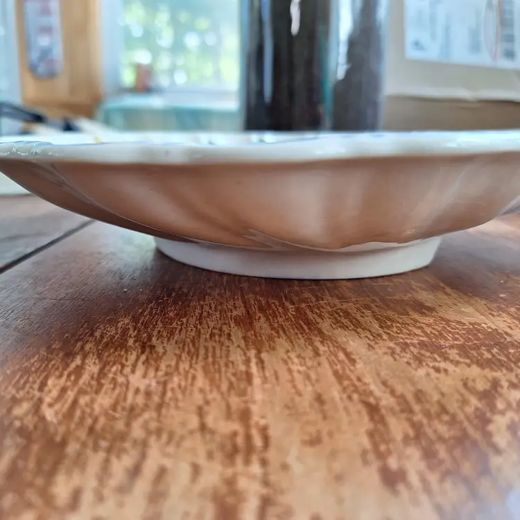 #01 Blue Ridge Southern Pottery Nove/Nova Rose Shell Shaped Bowl Yellow Pink Floral