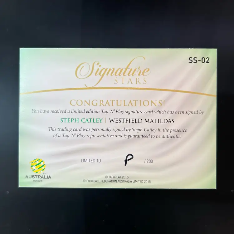 Steph Catley 2015 Tap N Play Matildas Autograph Soccer Card