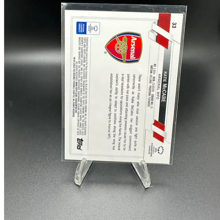 Katie McCabe Arsenal 2022-23 Topps Chrome UEFA Aqua Arsenal 