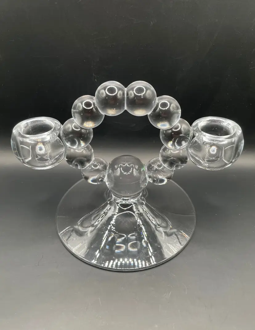 1930s Imperial Glass Candlewick Double-Stem Candlestick
