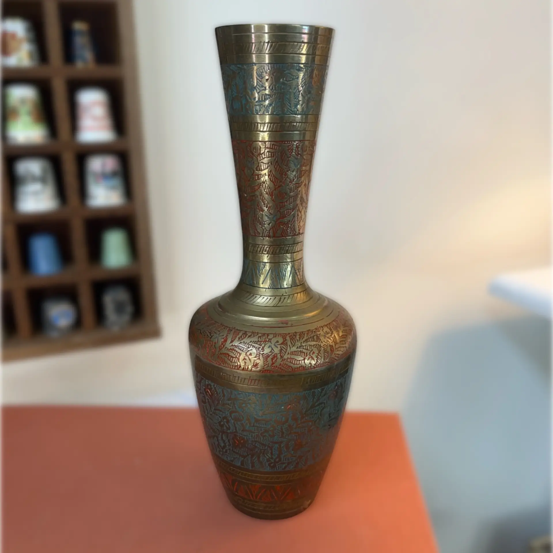 Stunning Etched Brass Vase