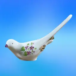 Fenton Milk Glass Violets In The Snow Long Tail Bird 7”