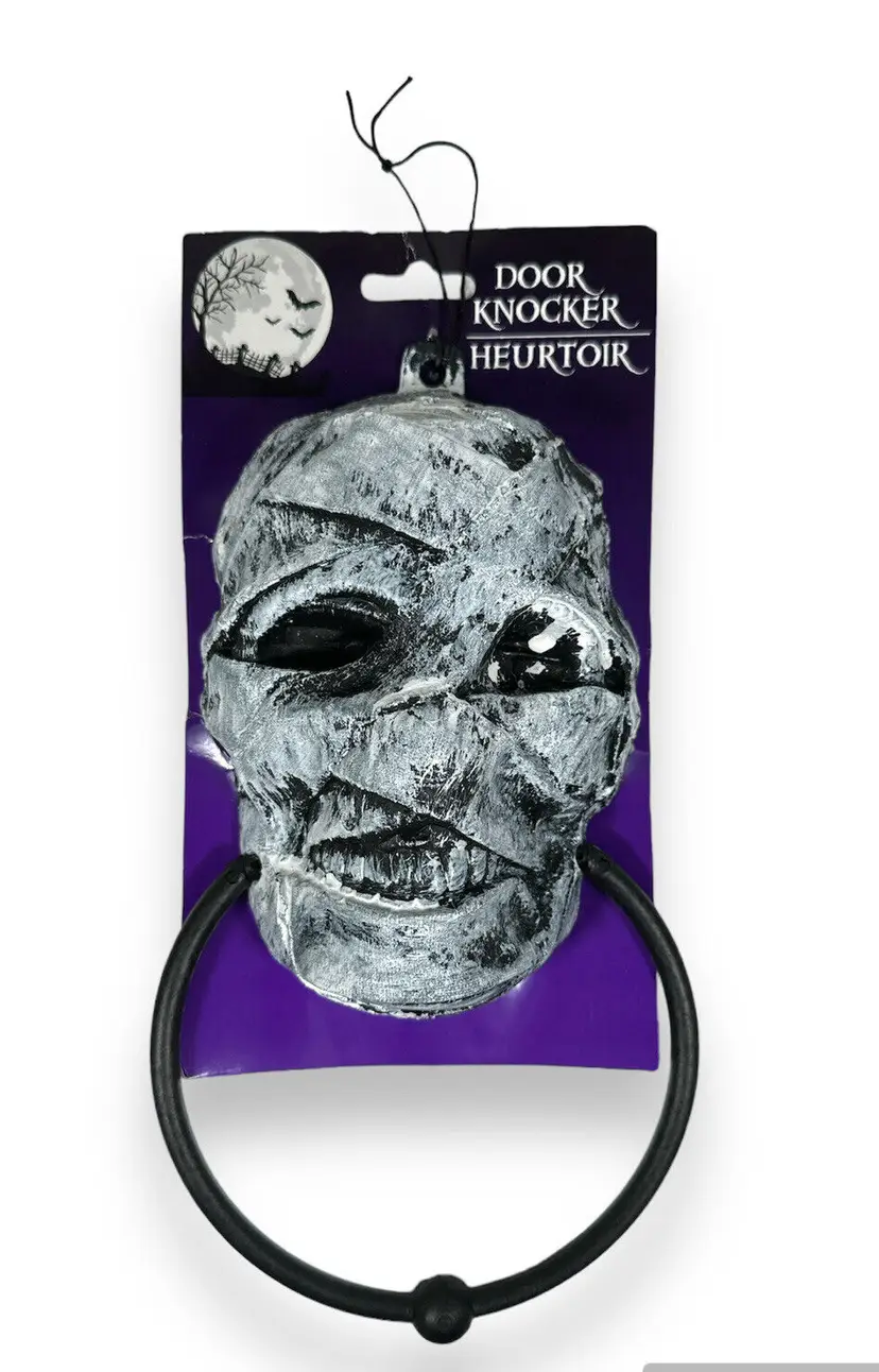 MUMMY DOOR KNOCKER Skull Head Fake Halloween Plastic Prop Decoration MUMMY