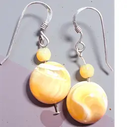 Artisan Yellow Chalcedony Agate Stone Pierced Earrings 1.25” With Wire