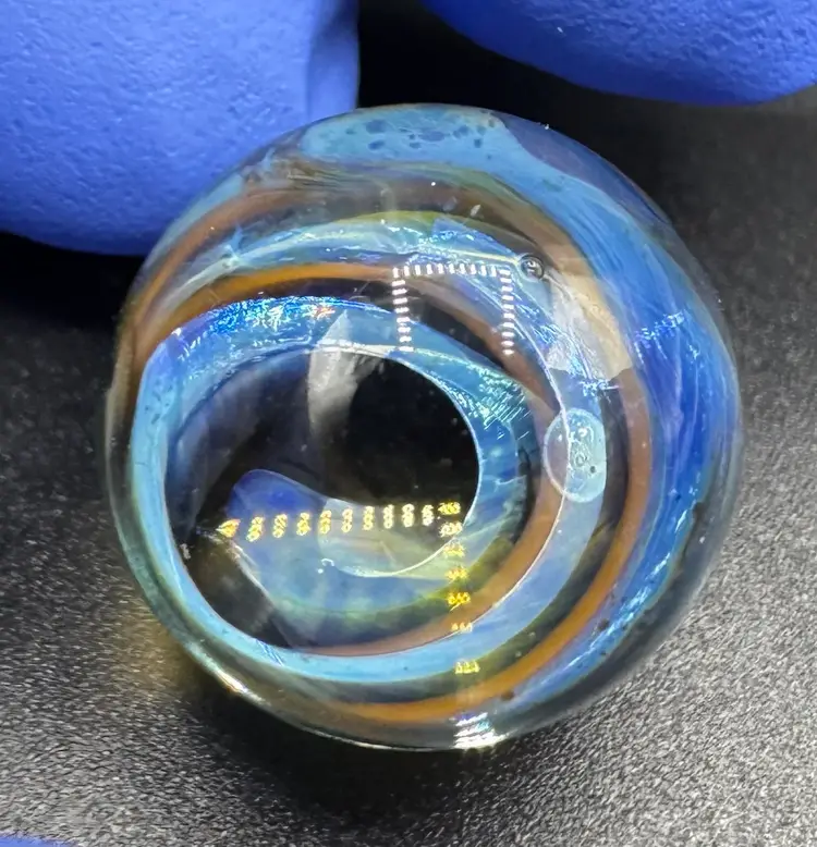 Signed Calvin Sugita RAZ Contemporary Art Glass Marble Galaxy .65”