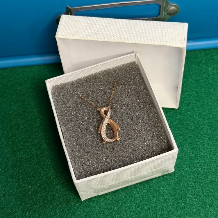 AFFY Penguin Infinity Necklace Rose Gold Wash Over Sterling 925 Silver with Natural Diamonds