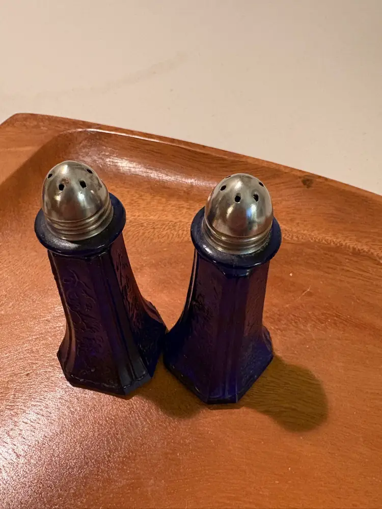 Vintage Cobalt Blue Salt And Pepper Shakers.