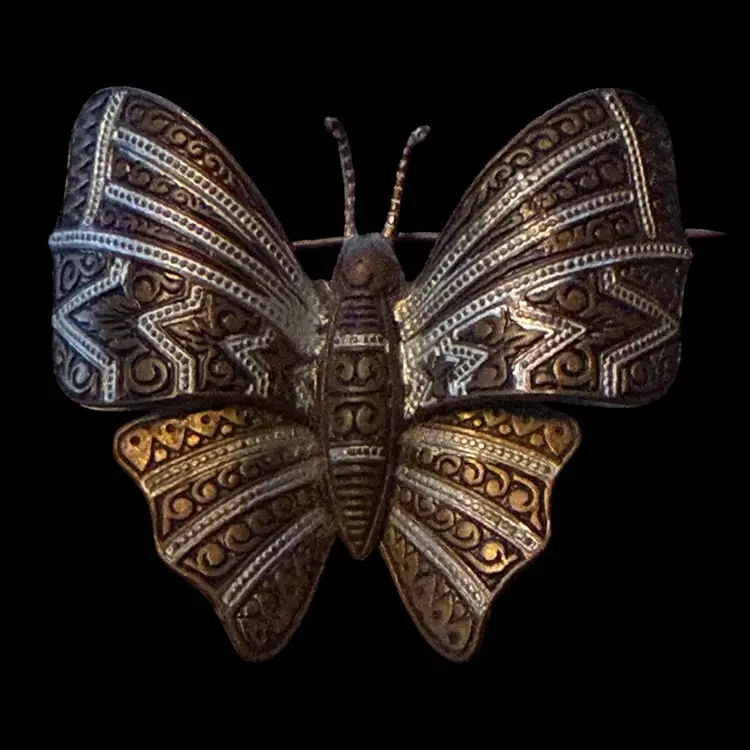 Damascene Butterfly Brooch 1.5”