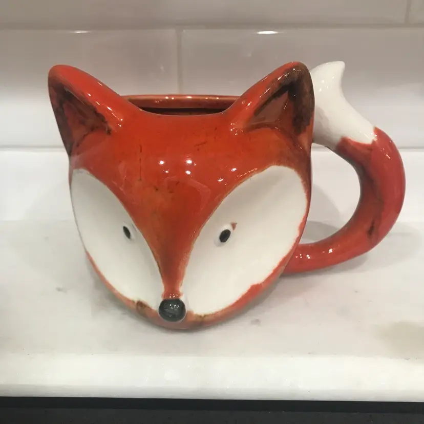 Orange Drip Glaze Fox Mug