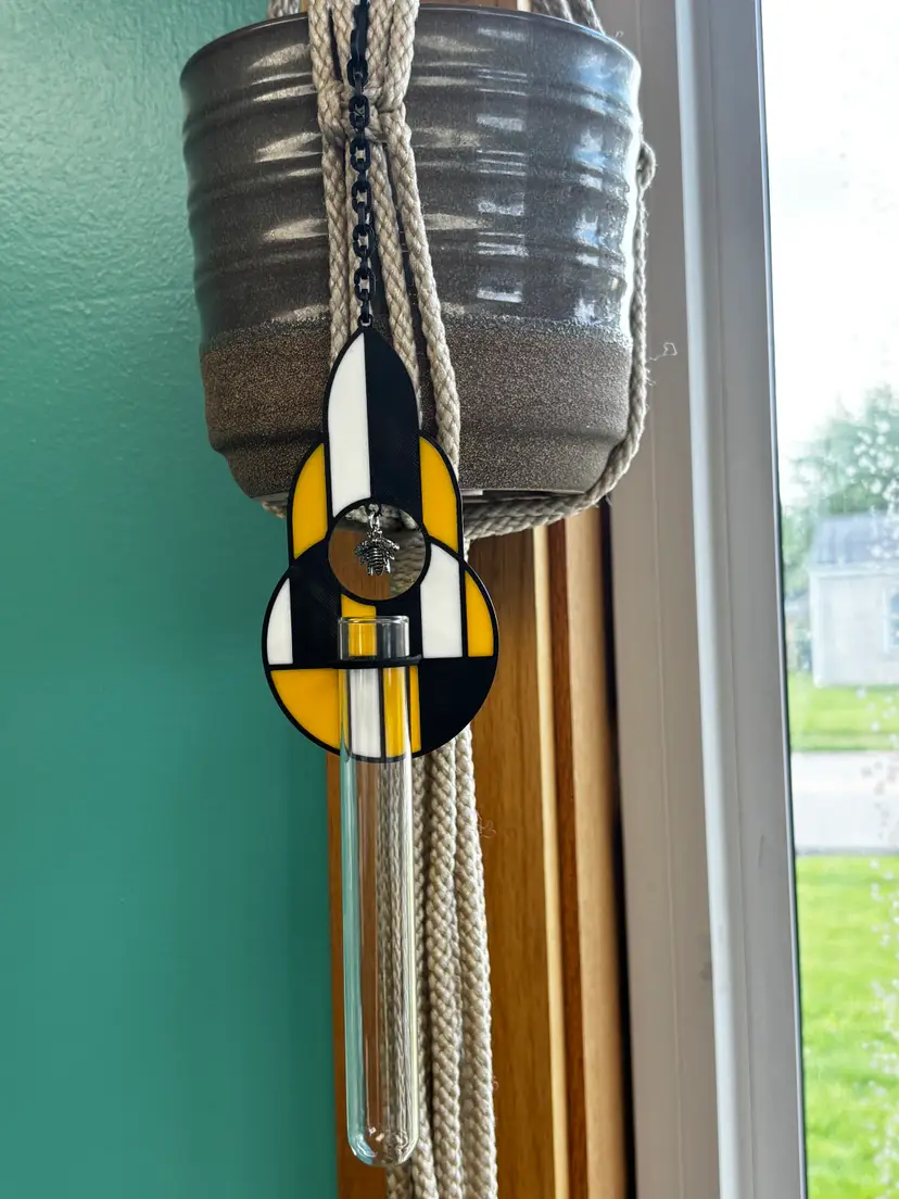 Faux Stained Glass Bee Propagation Station Hanger