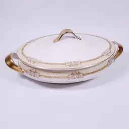 Art Nouveau THEODORE HAVILAND Limoges China Schleiger 635 Rose Gold SERVING BOWL