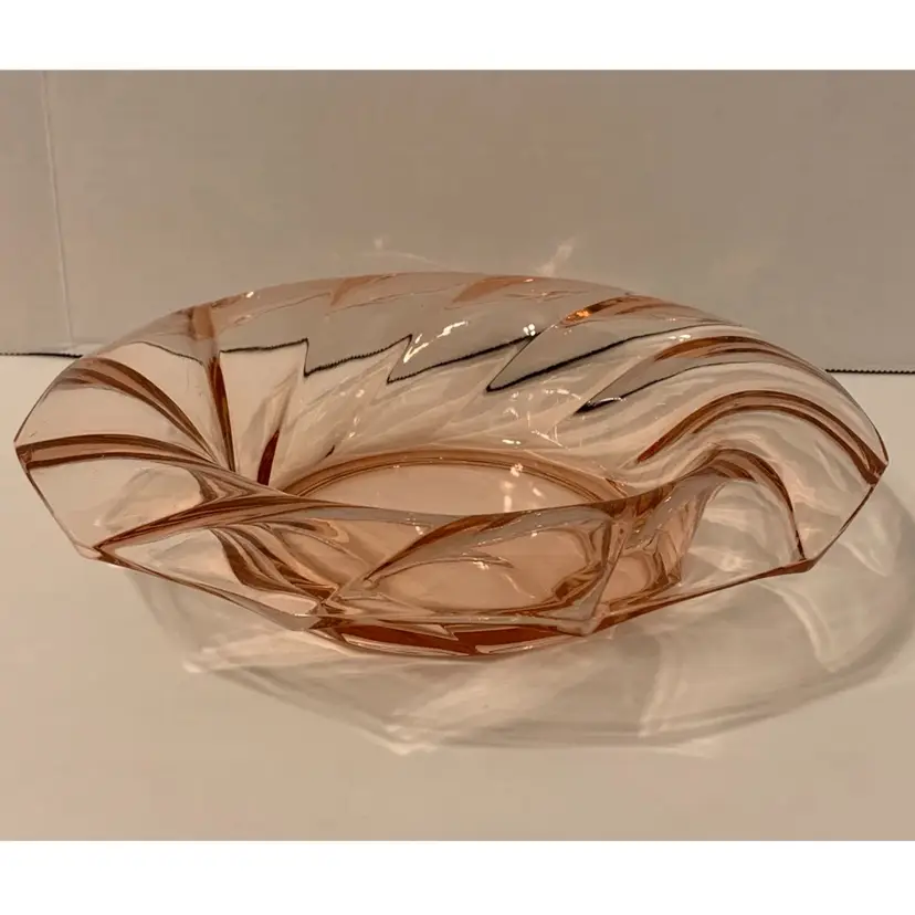 Heisey Elegant Glass Pink TWIST 9” Rolled Rim Console Bowl