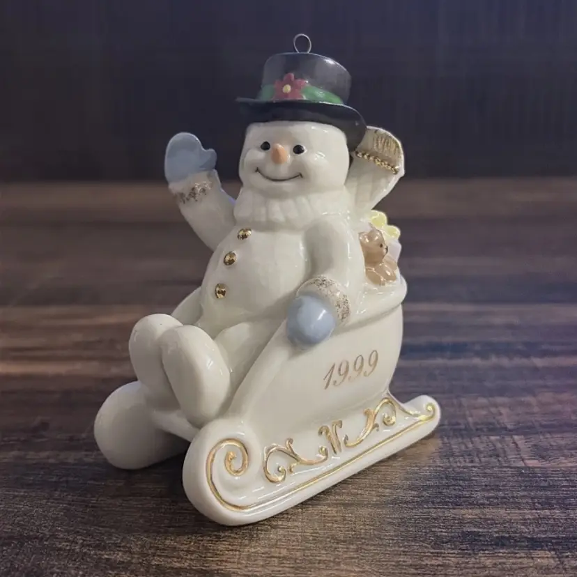 Lenox 1999 Sleigh Full of Smiles Snowman Ornament