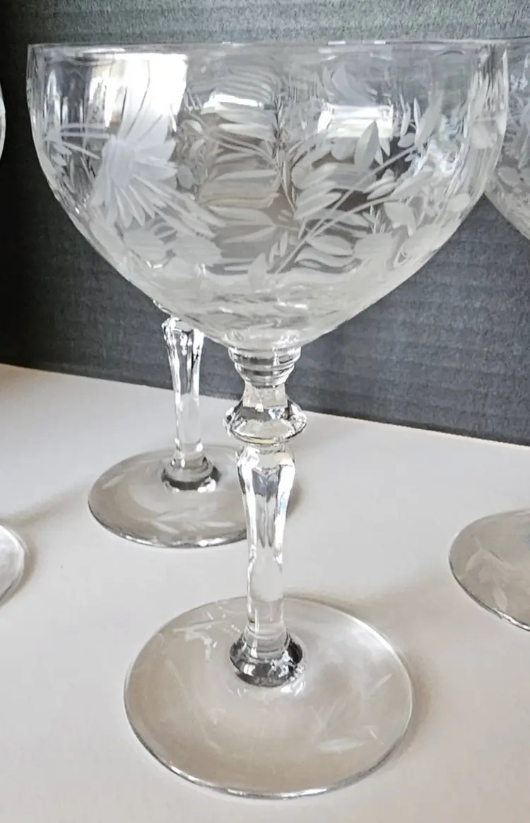 Vintage Rock Sharpe Wheel Cut Crystal Tall Sherbets