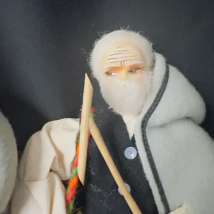 #1897 Vintage Folk Art, Greek Dolls in Traditional Costume Both Dolls are in Beautiful Clothing with shoes