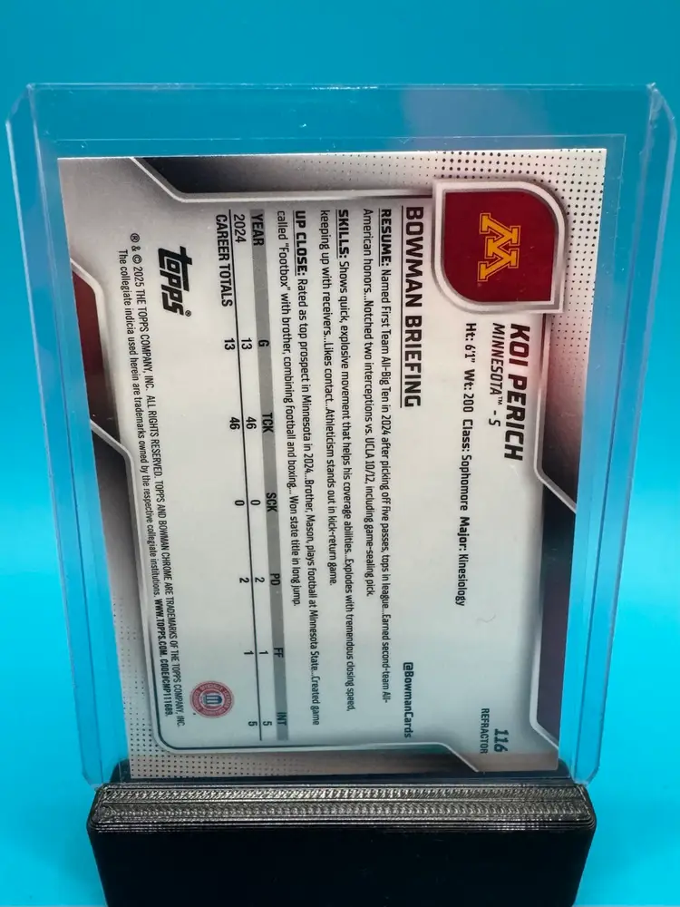 Koi Perich 1st Bowman Chrome U Refractor Minnesota Gophers