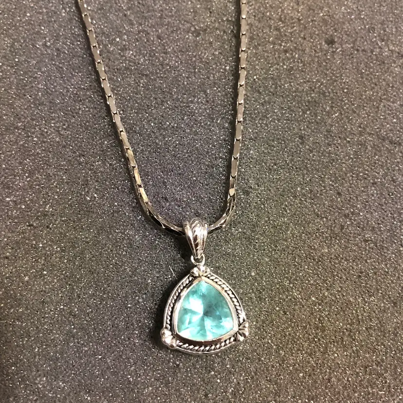 Stunning Silver-Tone Blue Topaz Necklace