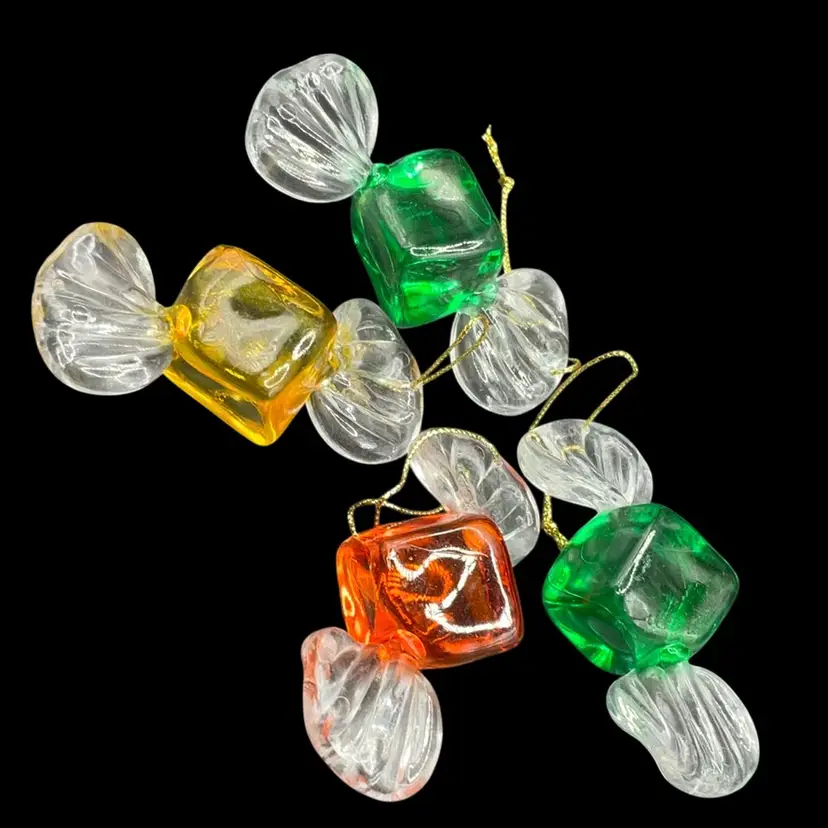 Lot Of (4) Acrylic Cube Candy Ornaments 3.5” Colorful Candy Ornaments