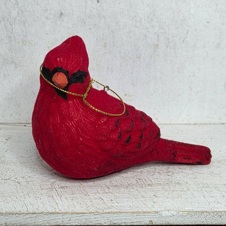 Flocked  Cardinal Ornament