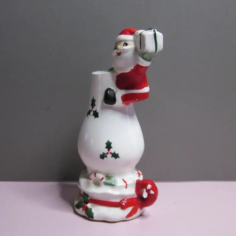 Vintage Santa On Oil Lamp Salt Shaker MG Inc 1960 Japan Christmas Decor