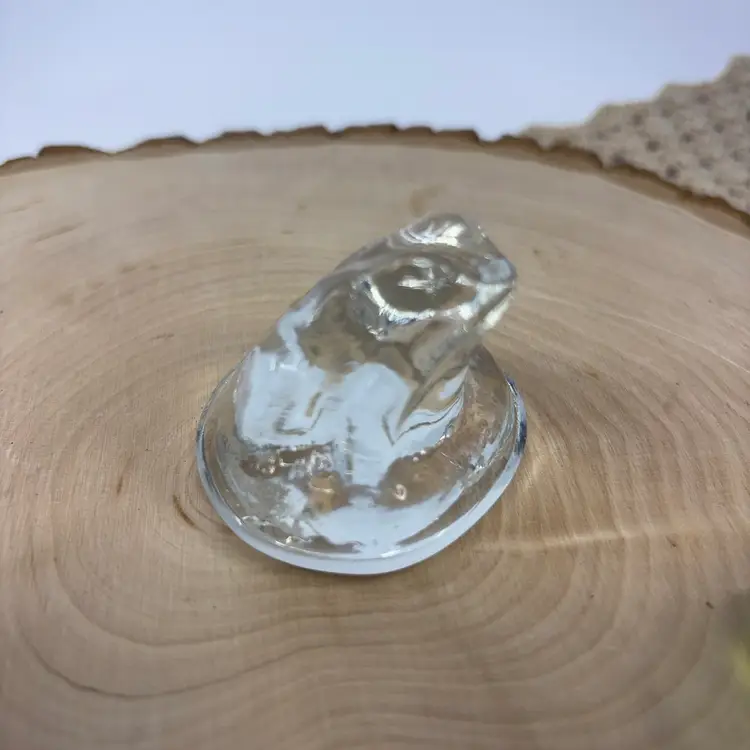 Mini Art Glass Frog 1.5” Glows Green