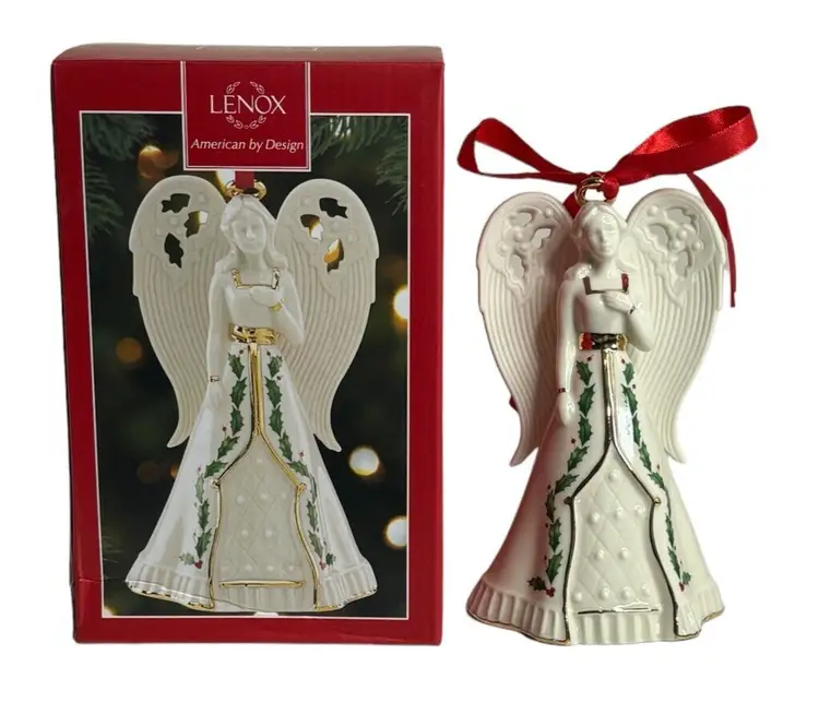 Lenox American by Design Angel Bell Ornament 6" Hand on Heart