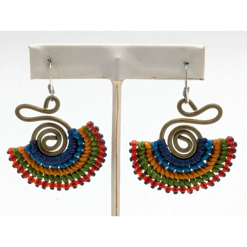 Handmade Micro Macrame Colorful Beaded Earrings Boho