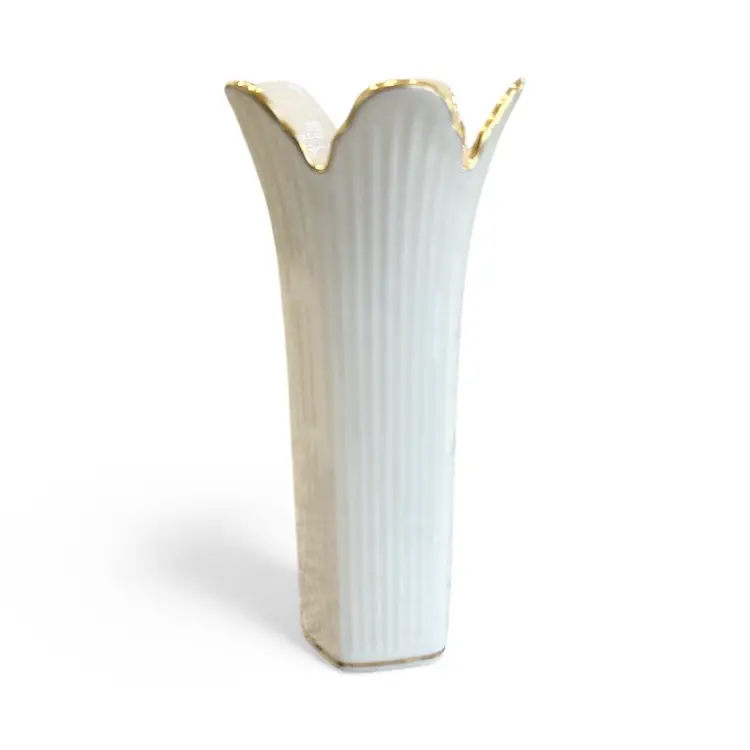 Vintage Lenox Cream Colored Ceramic Vase With Gold Accents