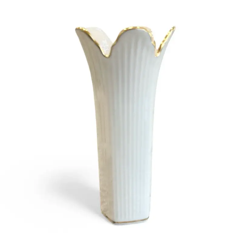 Vintage Lenox Cream Colored Ceramic Vase With Gold Accents