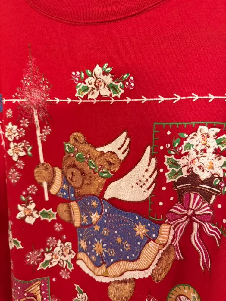 Vintage Heavenly Holidays Teddy Bear Christmas Sweatshirt Large