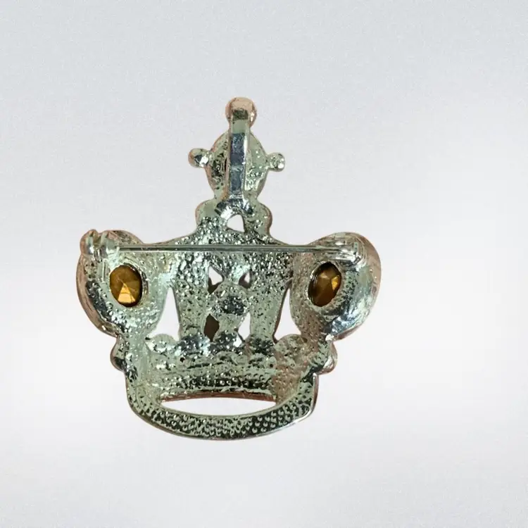 Vintage Crown Brooch/Pendant With Red, Blue And Ab Rhinestones