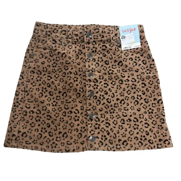 Girls NWT Cat & Jack corduroy cheetah Skirt Large 10/12