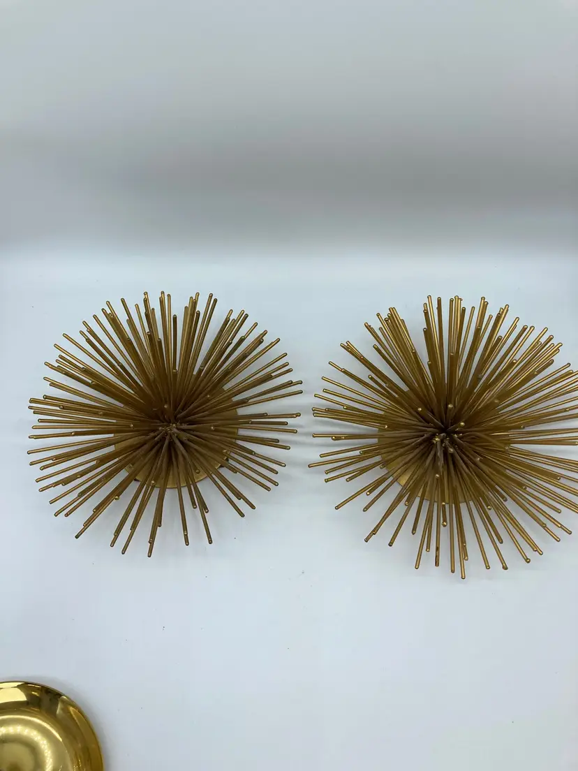 MCM Style Atomic Starburst Metal Wall Hanging Decor Retro, Gold Tone