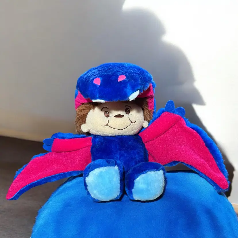 RARE Animal Fair Boy Blue Pterodactyl Dinosaur Costume Suit Stuffed Plush Toy