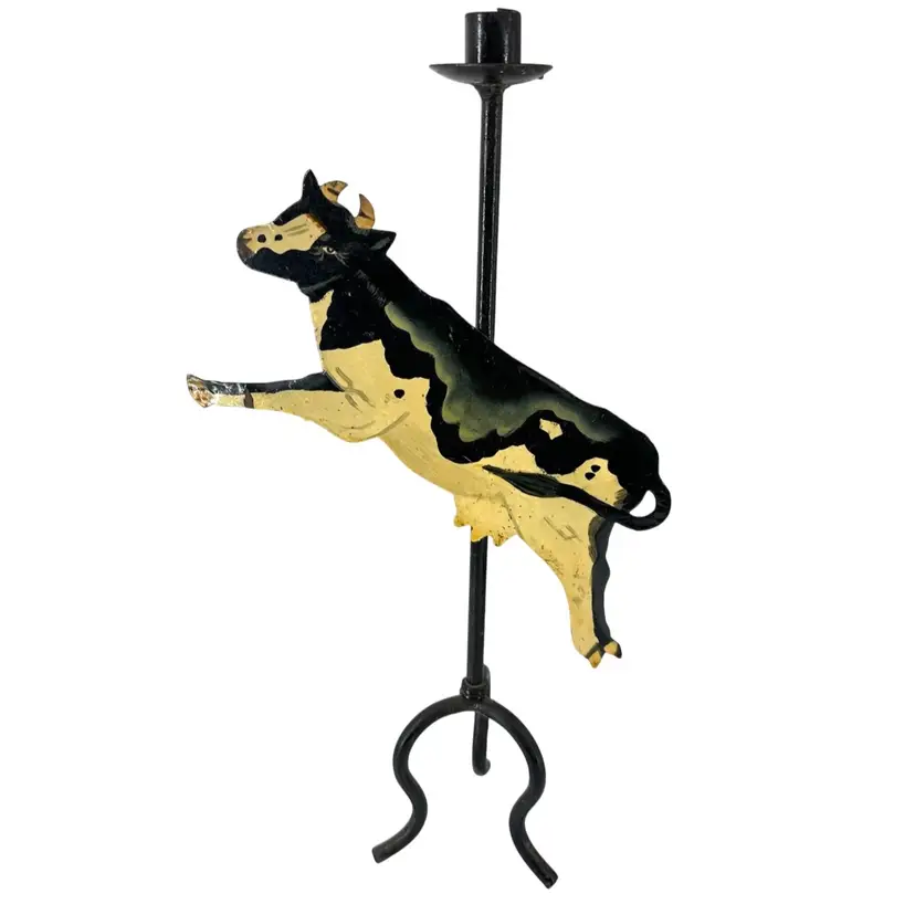 Metal Cow Enamel Candle Holder