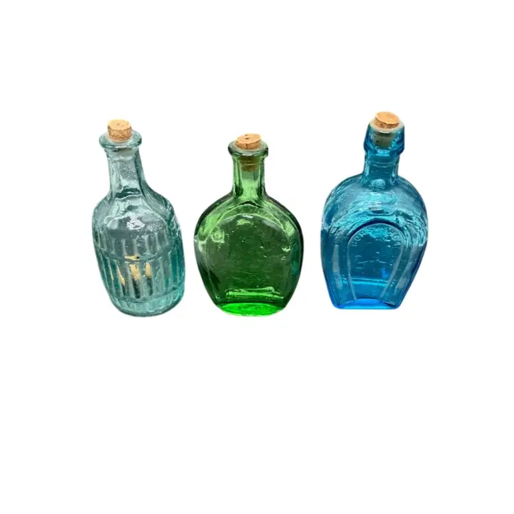 25) 3 Vintage Mini Glass Bottles 3” Tall