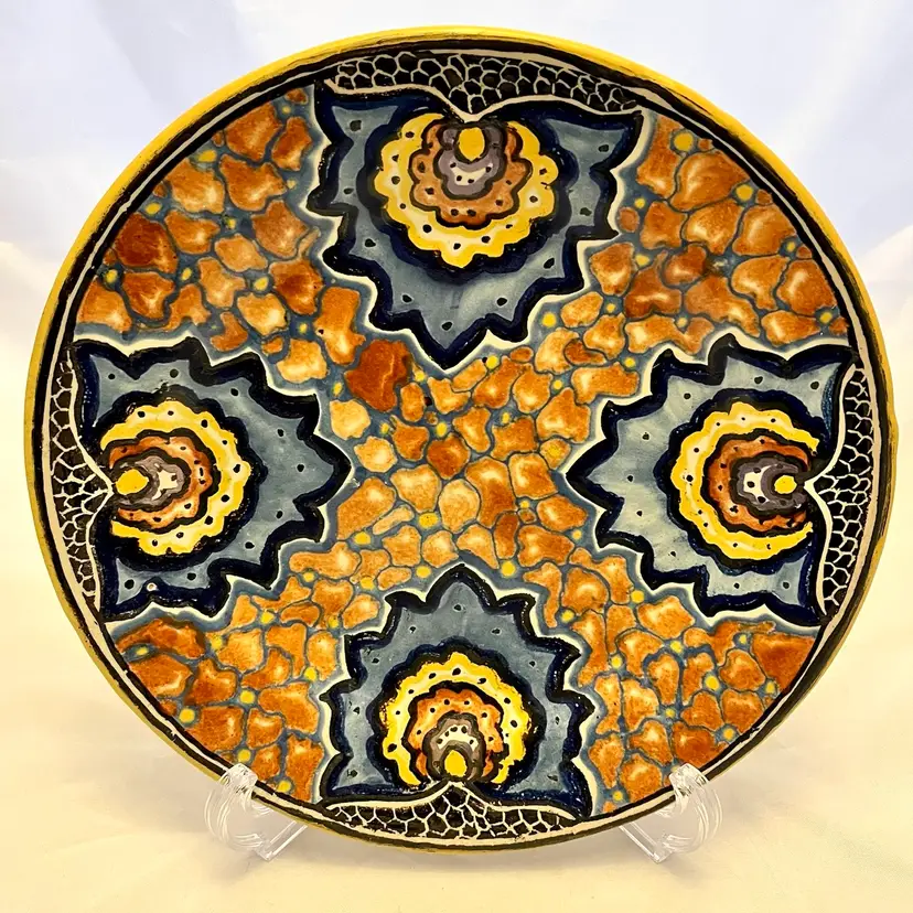 Talavera Mexican Pottery Plate, Casa Rugerio Puebla Mexico, Vintage EUC