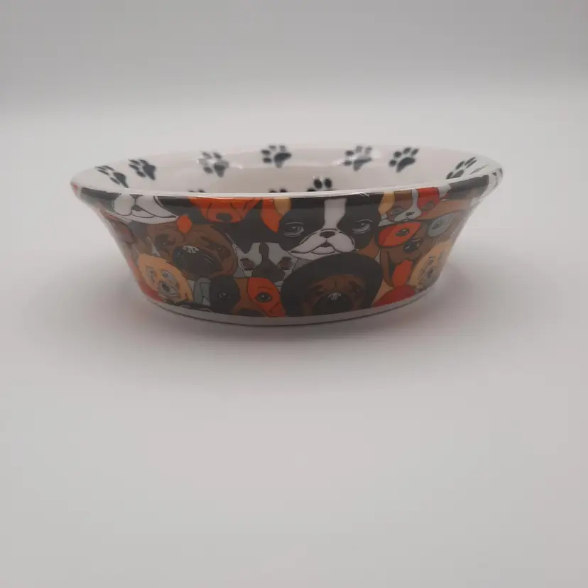 Cartoon Dog Paw Print Ceramic Small Pet Bowl Dish