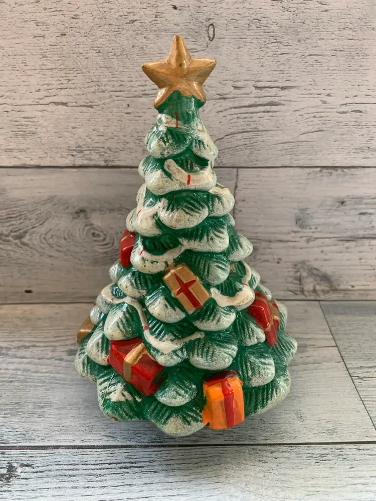 Christmas Ceramic Tree Musical Made In Taiwan With Sticker