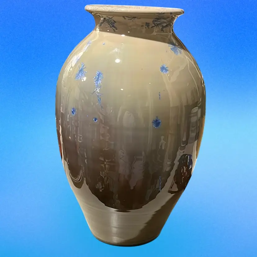 Pepperwood Studios Crystaline Art Pottery Very Large Vase. 12.5 Inches Height