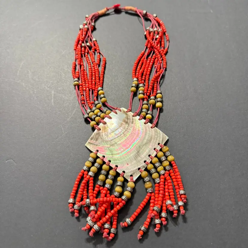 Tribal Beaded Necklace With Charm